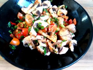 Raw Mushroom Tomato Salad