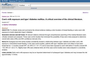 Cow's milk exposure and type I diabetes mellitus. A critical overview of the clinical literature.